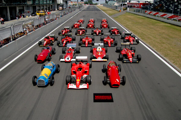 Photo: Some Scuderia Ferrari Formula One cars from between 1950 and 2002 Source: Wikipedia